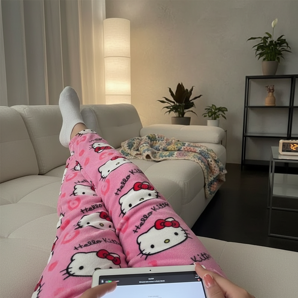 Y2K Hello Kitty Pajamas Pants Sanrio Anime Women's Pajama Pants Cartoon Couple Home Sleepwear Trousers Leisure Home Clothing